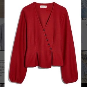 Madewell Button-Wrap Top in Rusted Red